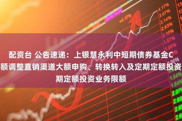 配资台 公告速递：上银慧永利中短期债券基金C类基金份额调整直销渠道大额申购、转换转入及定期定额投资业务限额